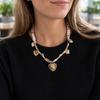 Silk Scarf Necklace, with Gold Chain And Sunflower Heart Pendant, Retro Style Alloy Charms Choker for Women
