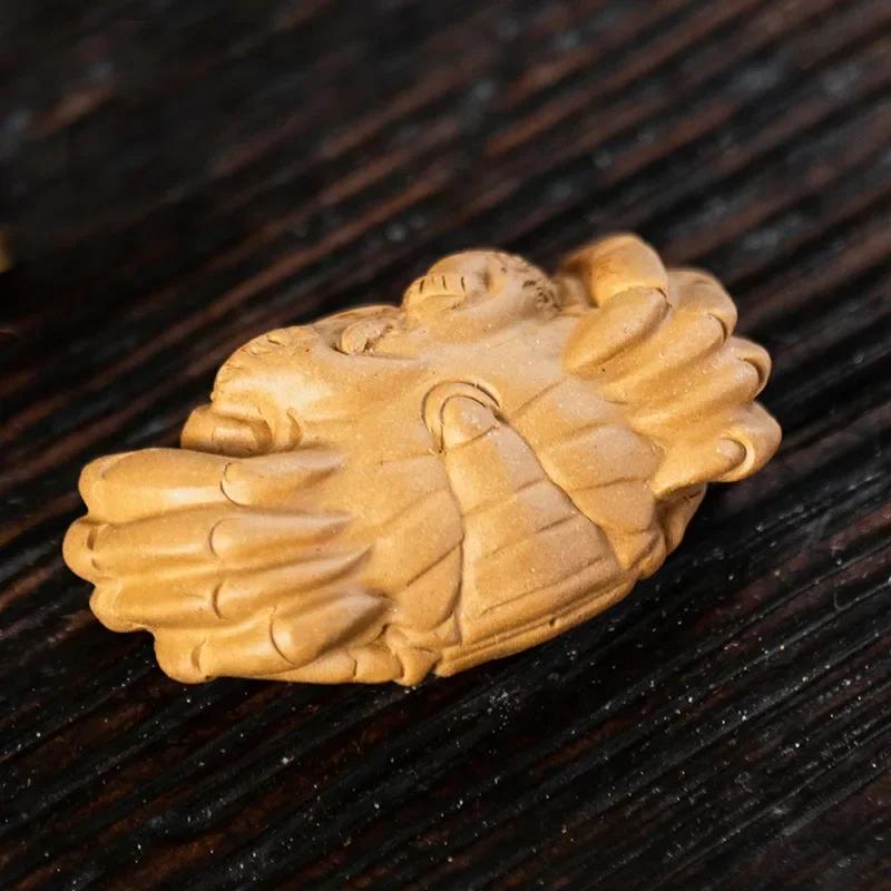 

Chinese Yixing Handmade Sculpture Purple Clay Tea Pet Crab Statue Ornaments Teaware Animal Tea Figurine Crafts Tea Set Decors 5.8x3.2x2cm