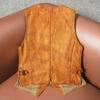 Vintage Heavy Washed Genuine Lambskin Leather Vest Mens Slim Fit Casual Waistcoat