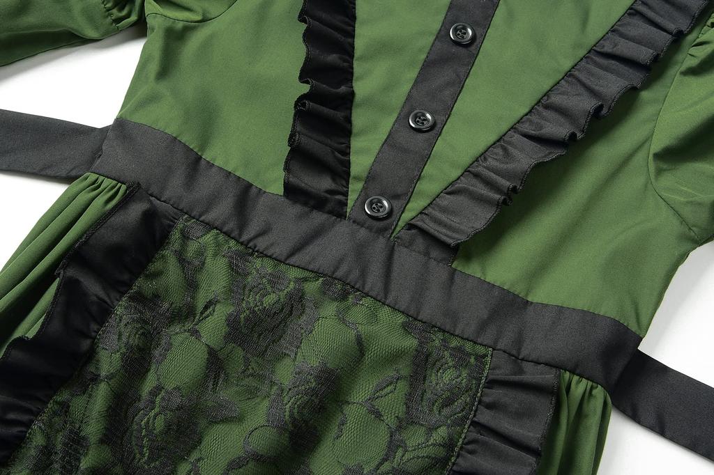 ReliBeauty Maid Costume for Halloween Princess Dress with Lace Green and Size Birthday Gift Western-Style Kids, Costume, Girls' Headband, Black, 110,