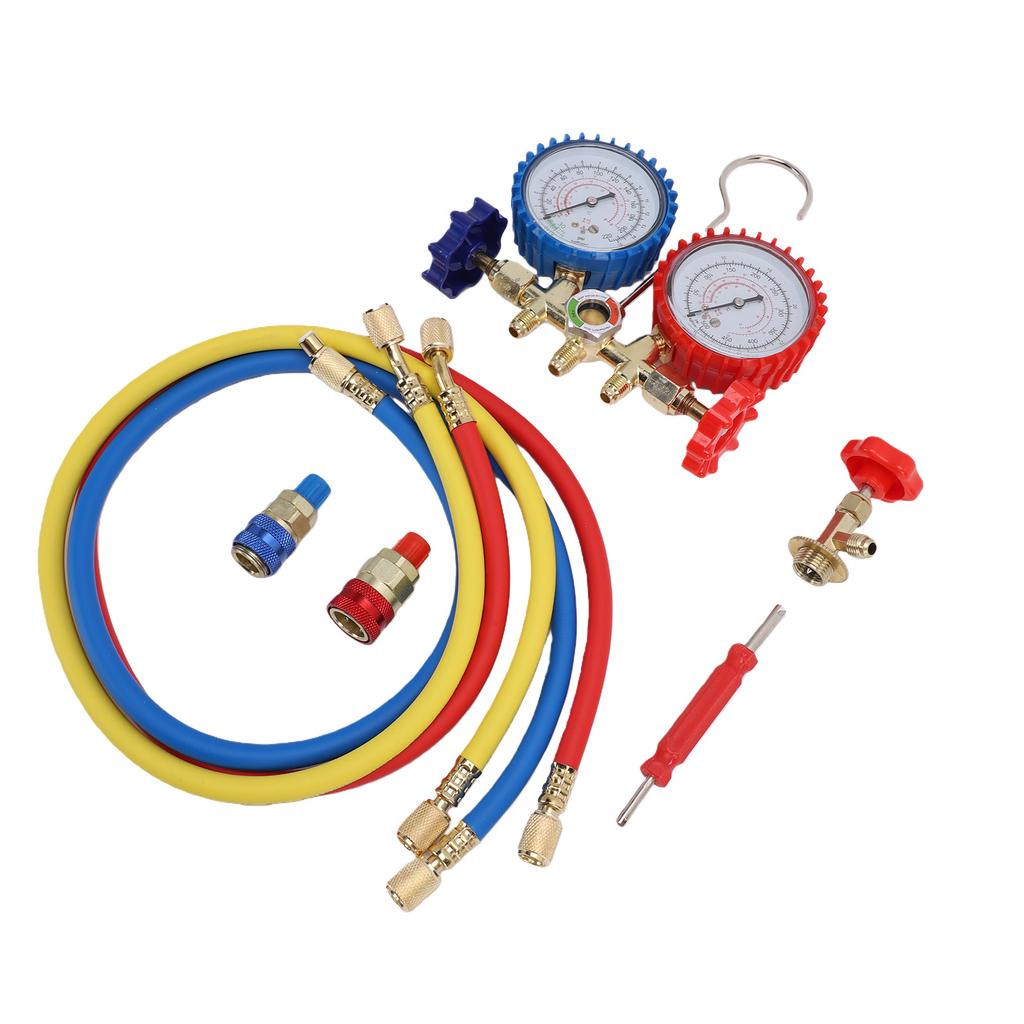AC Manifold Gauge Set, HVAC Refrigerant Charging Kit for R134a R22 R12 R502, Dual Gauge Automotive and Home AC