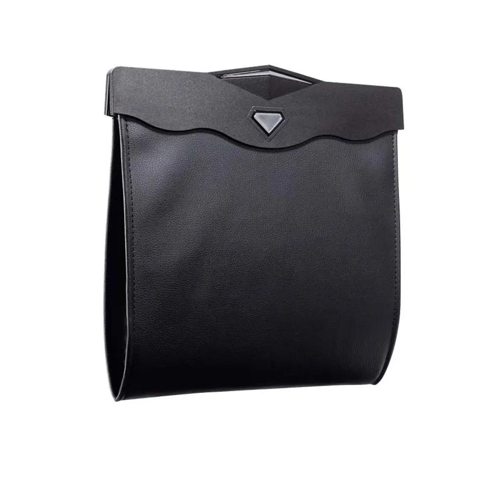 

Car Trash Can Waterproof Magnetic Hanging Leather Storage Bag 1Pcs Leak-proof Back Seat Garbage Container for Vehicles чорний