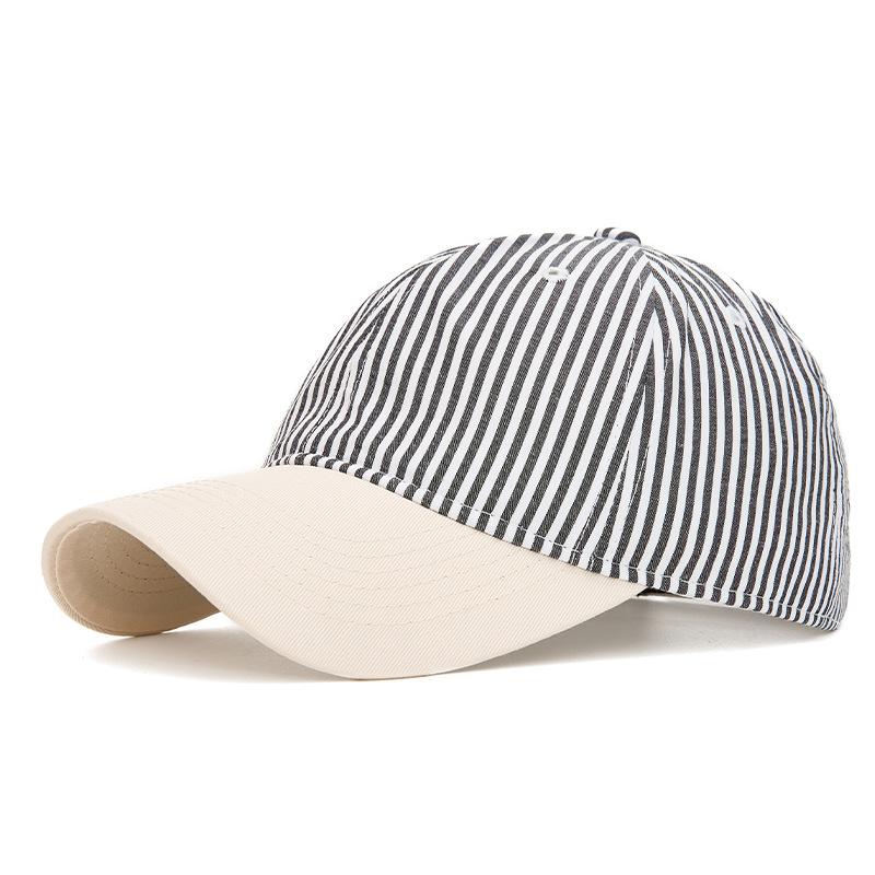 Spring Summer Striped Baseball Cap Unisex Color Contrast Thin Cap Outdoor Sun Hat чёрный