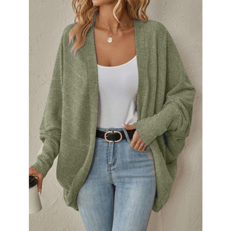 Women S Long Sleeve Knit Cardigan Solid Color Mid Length Casual
