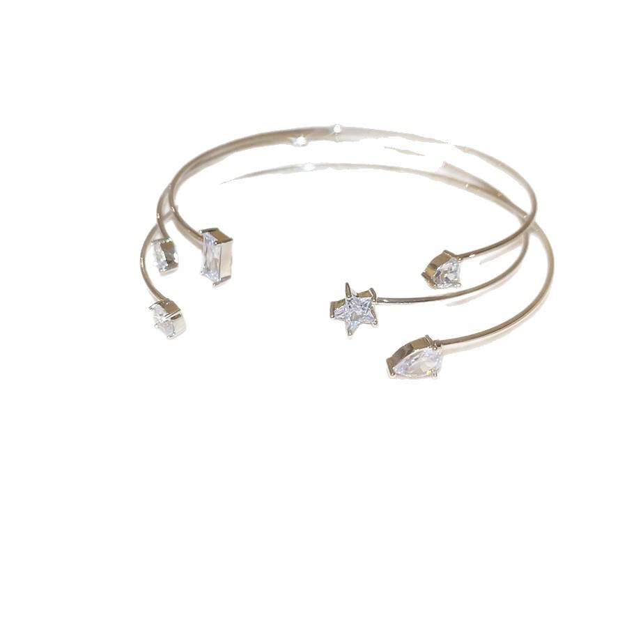 Zircon Star Teardrop Open Bangle: Luxurious, Versatile Bracelet for Women