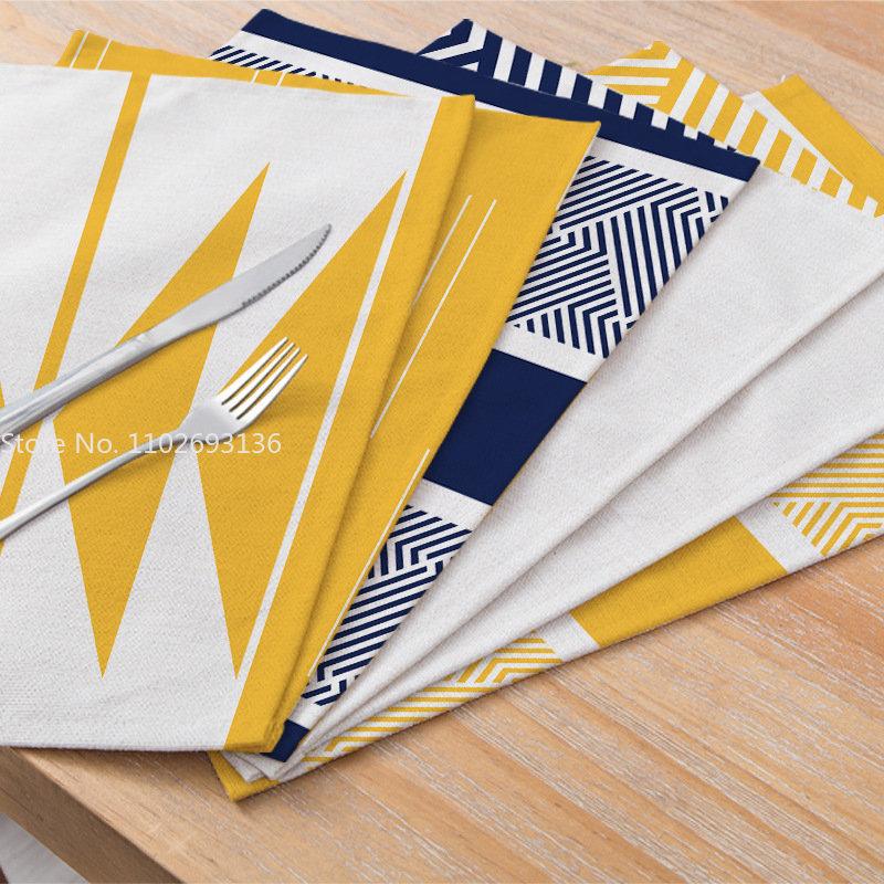 40X30cm Modern Geometric Simple Dining Tables Mat Heat Resistant Linen Placemat For Table Drink Cup Coaster Kitchen Accessories