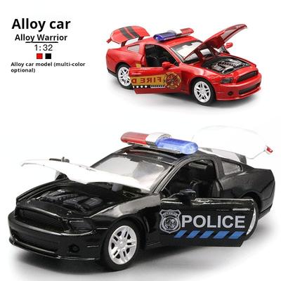 1:32 Die Casting Model Alloy Police Car Model Double Door Openable Children's Toy Car Pendulum Power Back Car Model Boy Gifts