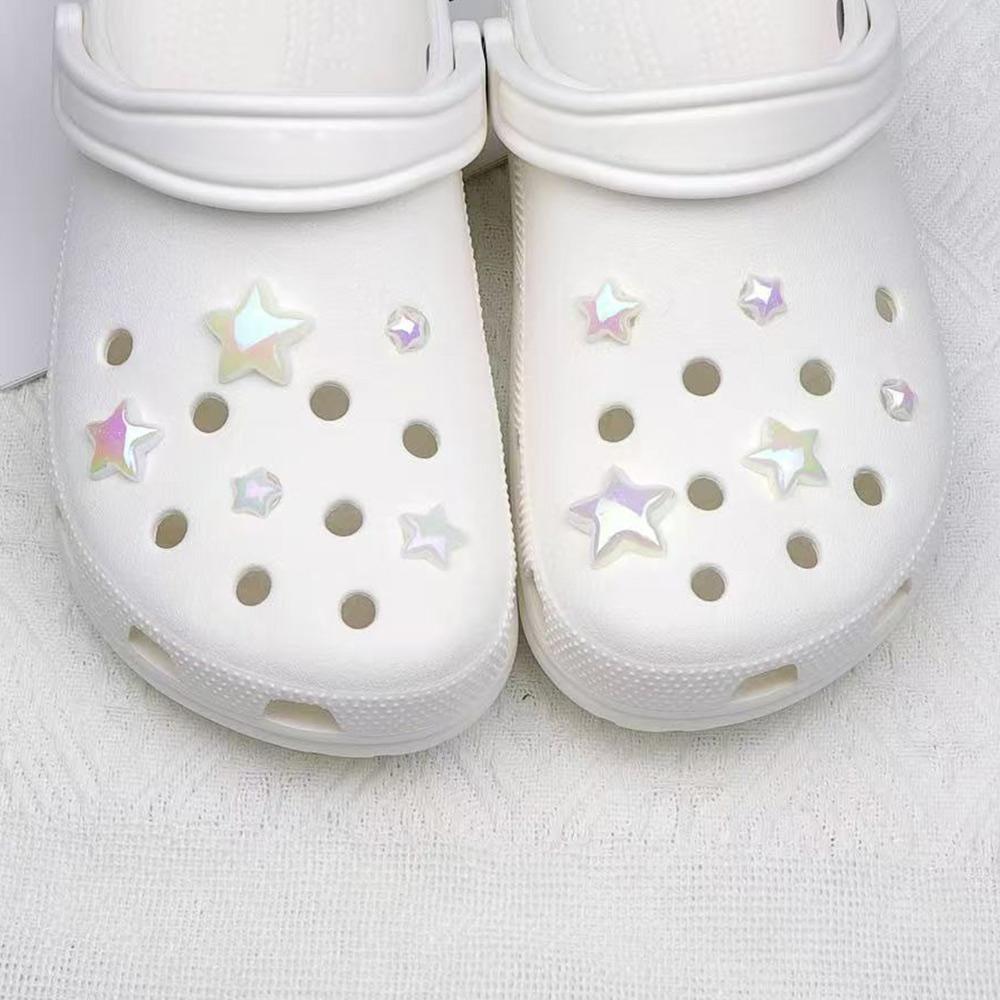 10PCS Shoe Charms Set ABS Fashion Colorful Pentagram Shoe Decorations Buckle for Sandals Clogs DIY Accessories Party Gift