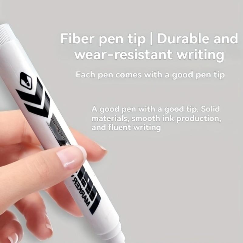 6pcs White Marker Set - High-Quality Smudge-Proof Oil-Based Ink, Medium Tip for Plastic, Glass & Metal Surfaces,Permanent Marker