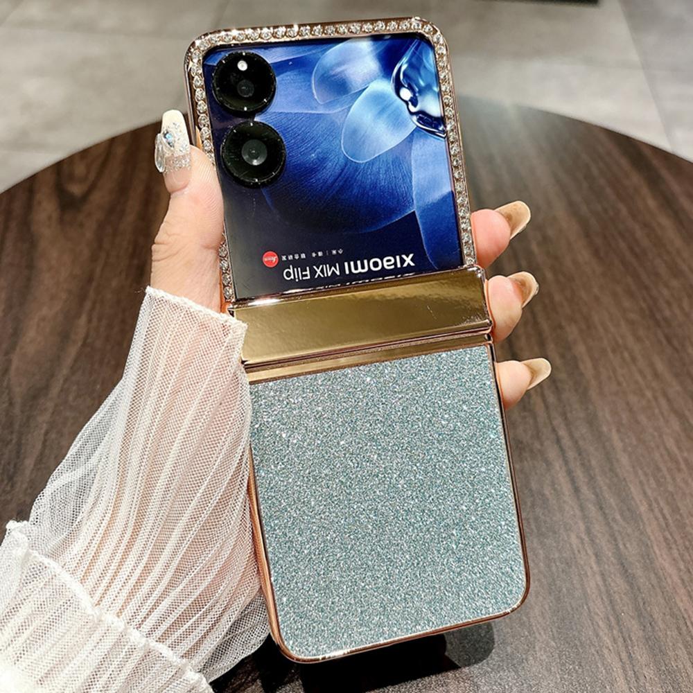 For Xiaomi Mix Flip 5G Case Hinge Protection Rhinestone Glitter PC Phone Cover