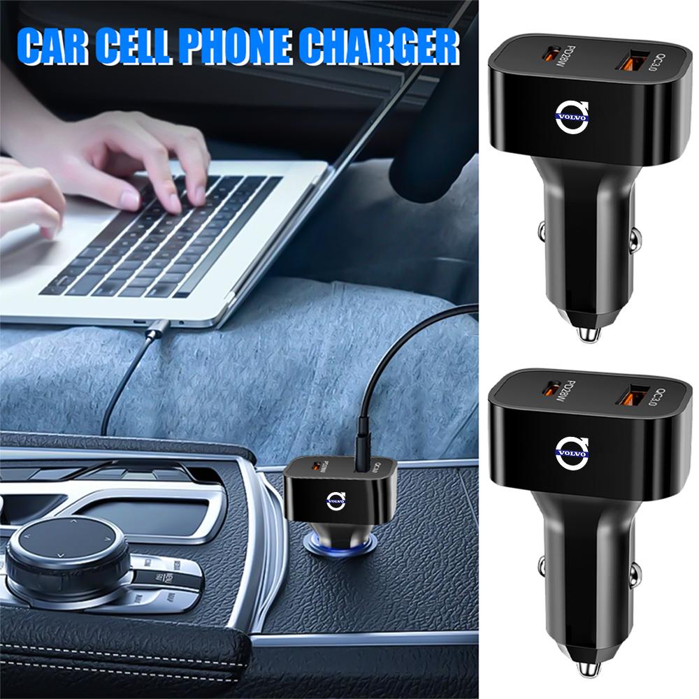 Car Charger USB PD 25W Fast Charging For Xiaomi Huawei iPhone Car Phone Adapter Socket Cigarette Lighter For Volvo RDESIGN