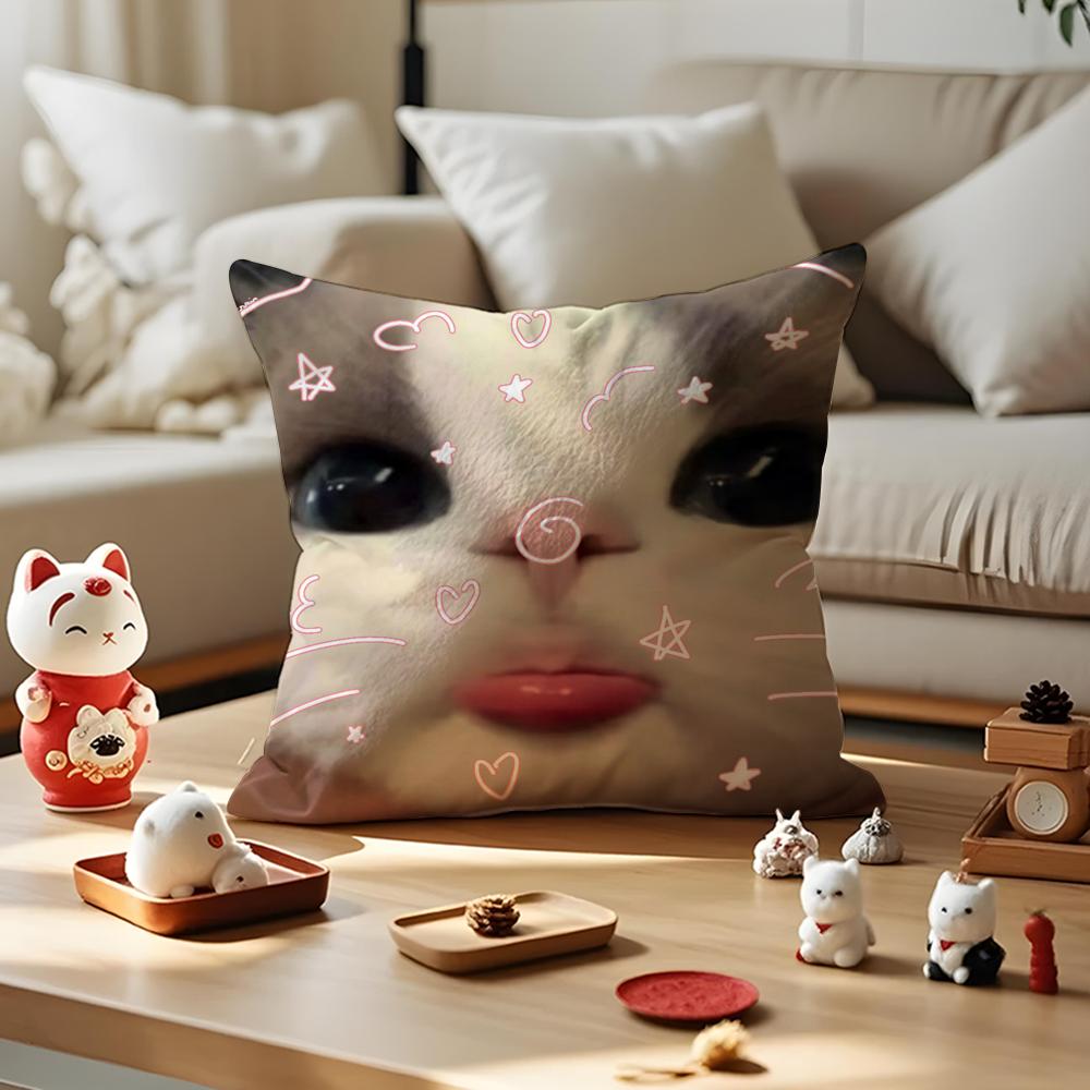 Cute Animal Dog Cat Cushion Cover Silky Short Plush with Invisible Zipper Dustproof Sofa Pillow Cover for Home Decor