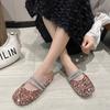 Fashion Glitter Slides Shoes Woman 2024 Slippers Flat Low Female Mule Pantofle Cover Toe Jelly Mules New PU Bling Crystal Rubber Rome Ho