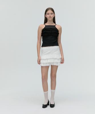 Sopeuteuseoul Tiered Frill Sleeveless Top [Black]