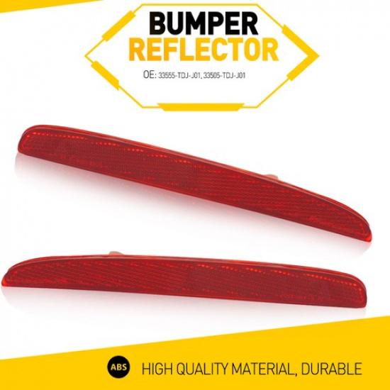 Set Rear Bumper Reflectors Assembly Lens Red FOR 2017- Honda Civic Hatchback