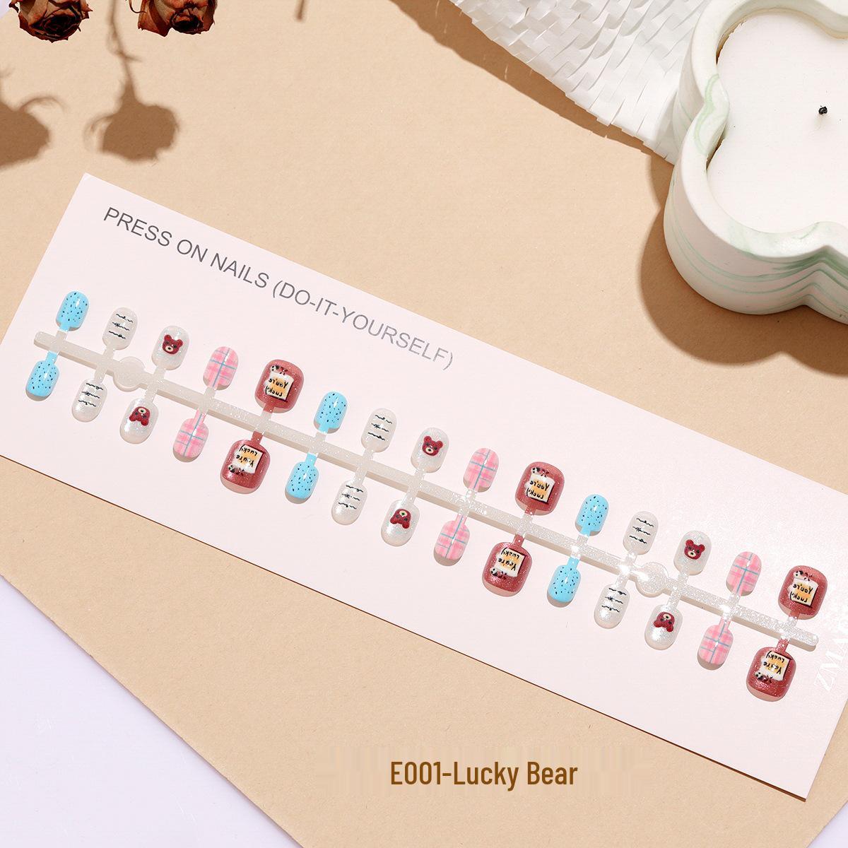 

Lucky Bear Baby & Kids Cute Cartoon Nail Stickers - Short Wearable Nail Pieces