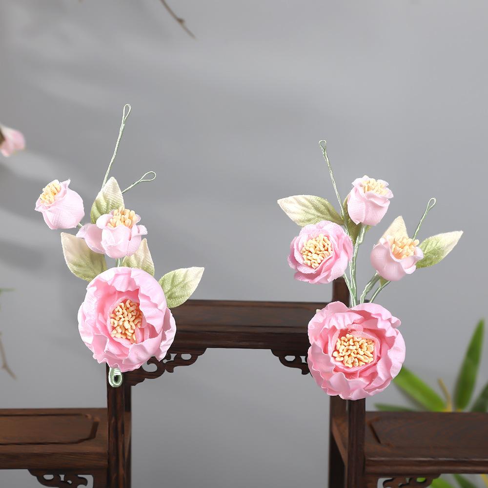 Flower Hair Clips Forks Chinese Hanfu Hair Accessories for Women Hairpin Fork Handmade Vintage Wedding Hair Jewelry Retro Crowns for Girl and Women