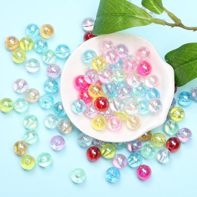 50/100pcs/Pack 6MM-10MM 22 Colors Iridescent Acrylic Round Shape Beads for DIY Jewelry Making  Handmade
