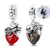 Original 925 Sterling Silver Bead Charms Skull Black Red Heart Pendant Fit Original Bracelet Necklace For Women DIY Jewelry Gift