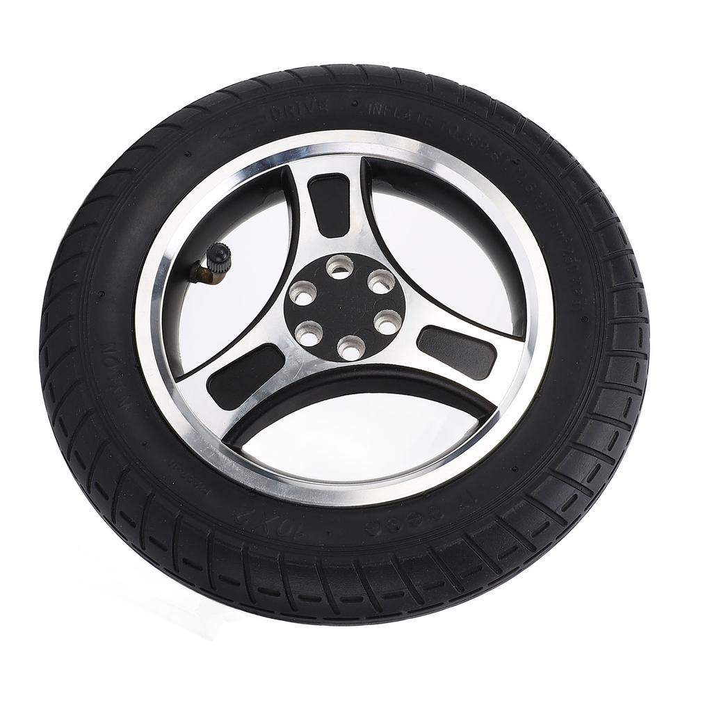 10x2 Inch Rear Wheel with Aluminum Alloy Hub 6 Holes Low Noise Inflatable Caster Tire for Hand