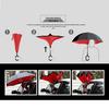 Custom Reverse Car Umbrella with Hands-Free C-Shaped Handle - Business Long Handle Umbrella with Logo Print for Men