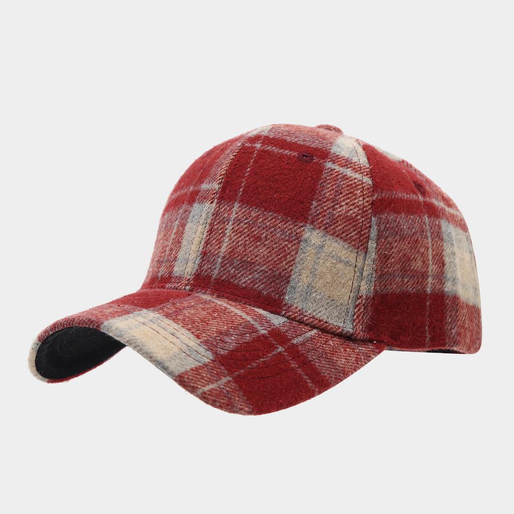 Unisex Retro Plaid Baseball Warm Outdoor Casual Hat for Men and Women