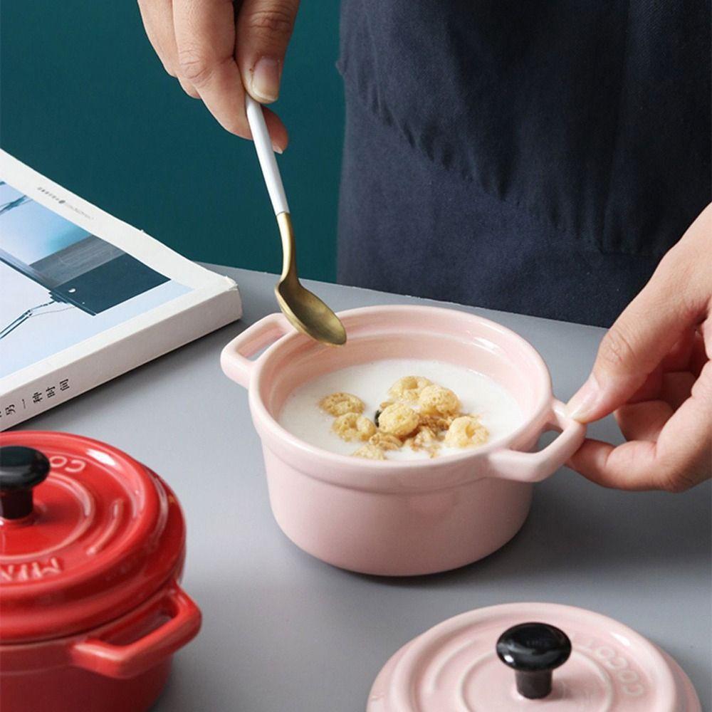 Hanging Ears Steamed Egg Bowl 200ml Mini Casserole with Lids Condiment Container  Household