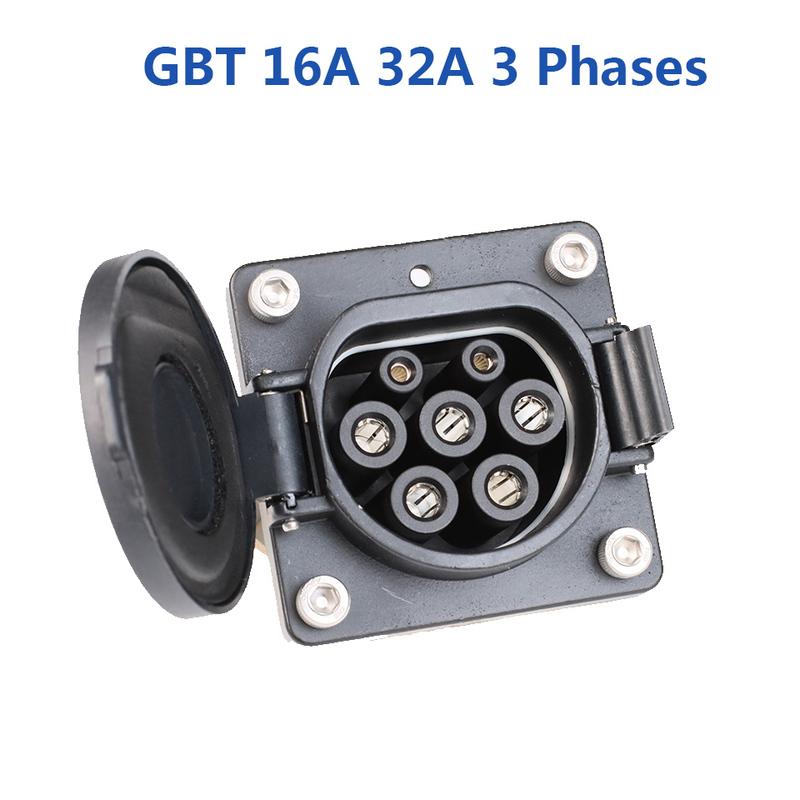 3.5KW 7KW GBT EV Connector 16A 32A 1P EV Charger Socket Inlet EV Charging Socket Without Cable For Chinese Standard Electric Car