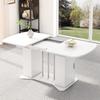Mesa de Jantar Extensível 120/160 x 80 cm, Estilo Moderno, Pés de Metal Banhados a Prata, com Armazenamento, Multifuncional, Adequada para 4-6 Pessoas, Branca