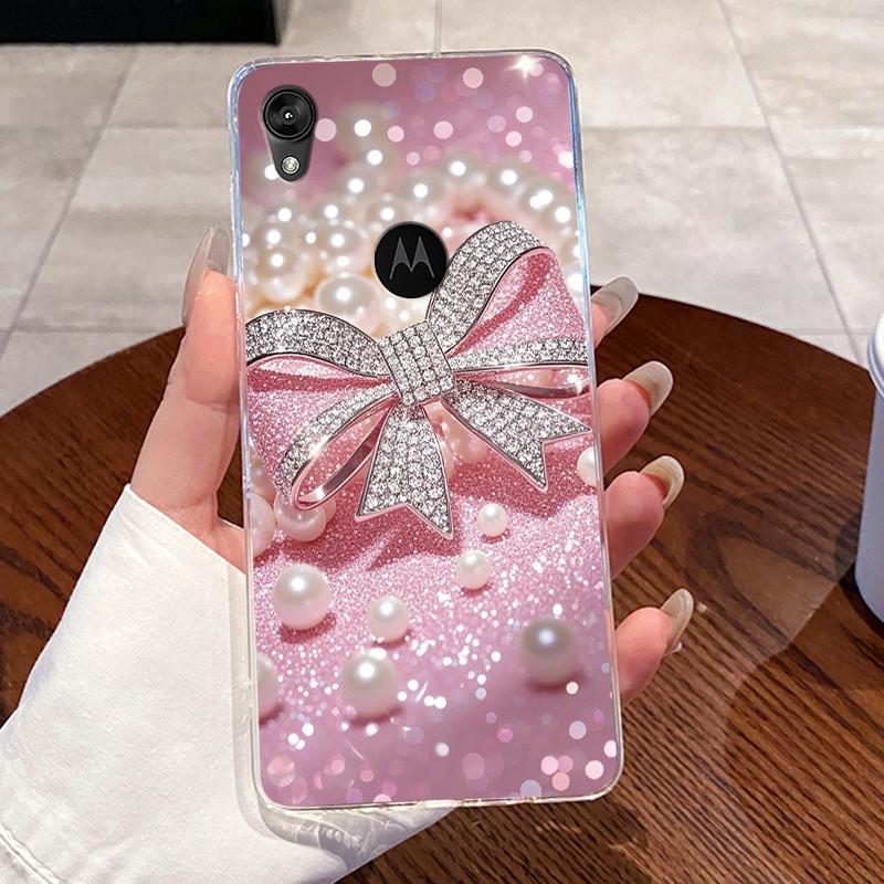 Jelly Casing For Motorola Moto E6 Fundas MOTOE6 Capa Clear Silicone Soft TPU Back Cover Cute Cat Rabbit Heart Protective Case