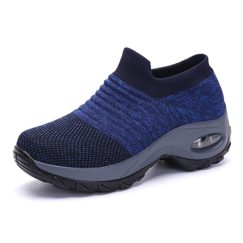 Flyknit Foot Cushion Walking Shoes Women's Soft Sole Shock-absorbing Breathable Sports Shoes Large Size Comfortable Casual Mom Shoes