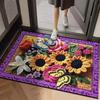 Floor Mat 3D Flower Pattern Bathroom Rug Highly Absorbent Quick Dry Non-Slip Rubber Backing Kitchen Shower Laundry Room Door Mat