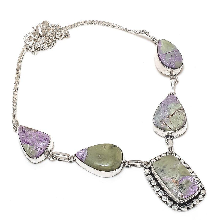 Natural Purpurite Gemstone 925 Sterling Silver Jewelry Necklace 18" j7Q79