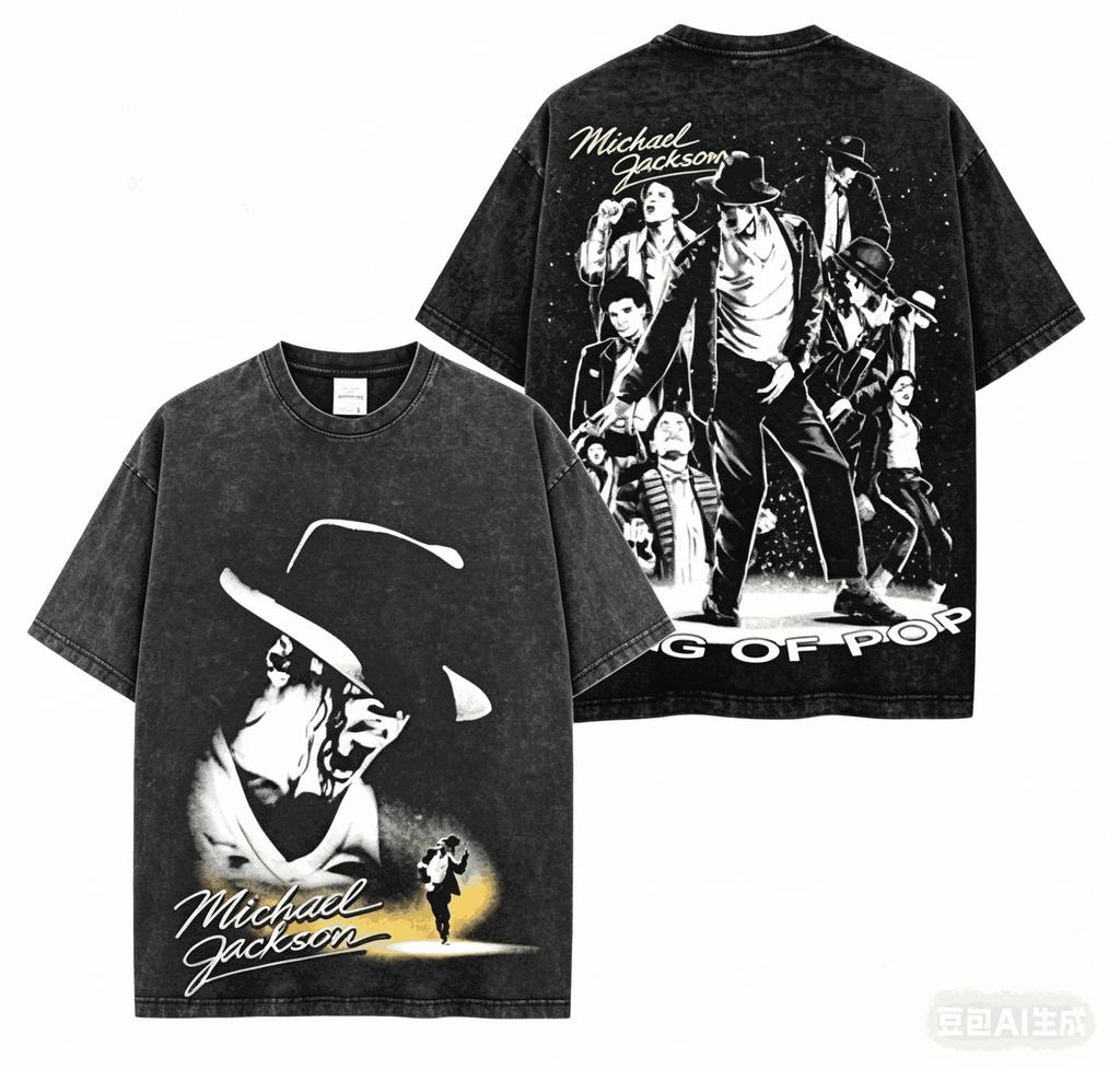 T-shirt Lavata Michael Jackson Abbigliamento per tutto l'anno alta qualità personalità Vestiti Taglie Forti Unisex Nuovo Modello Lavato Vintage Ampio