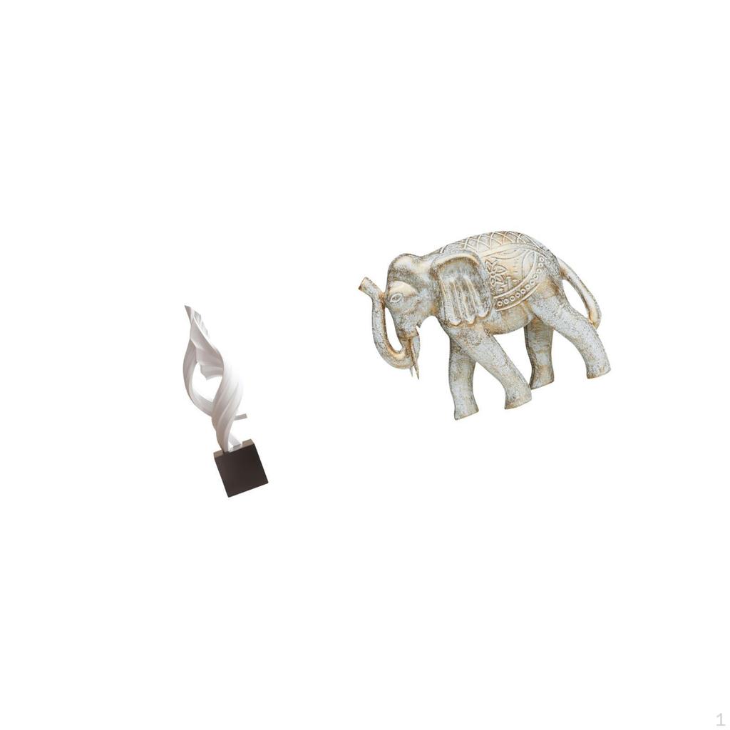 Abstract Art Animal Statue Decorative Figurine Souvenir Sculpture Resin Wooden Elephant Carving for