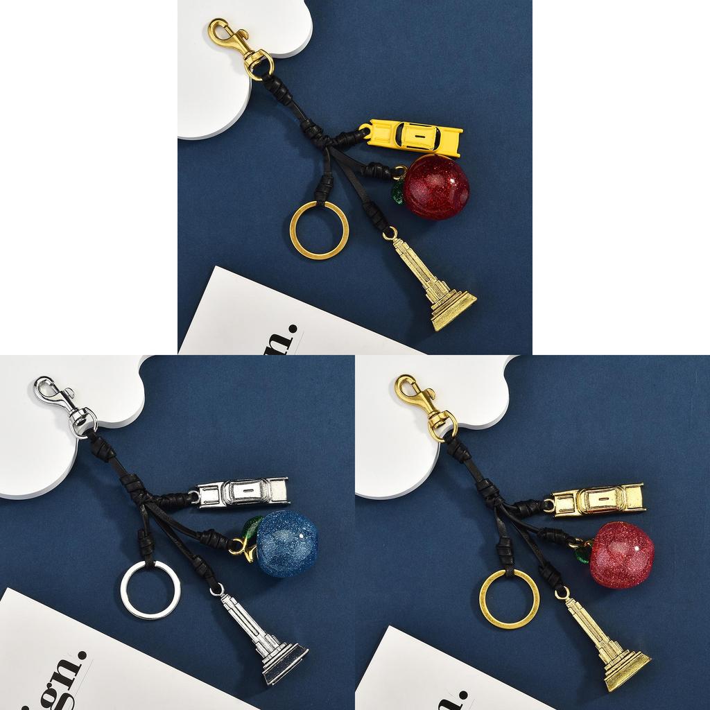 Apple Tower Keychain For Women Car Bag Accessory With Electroplated Metal Finish