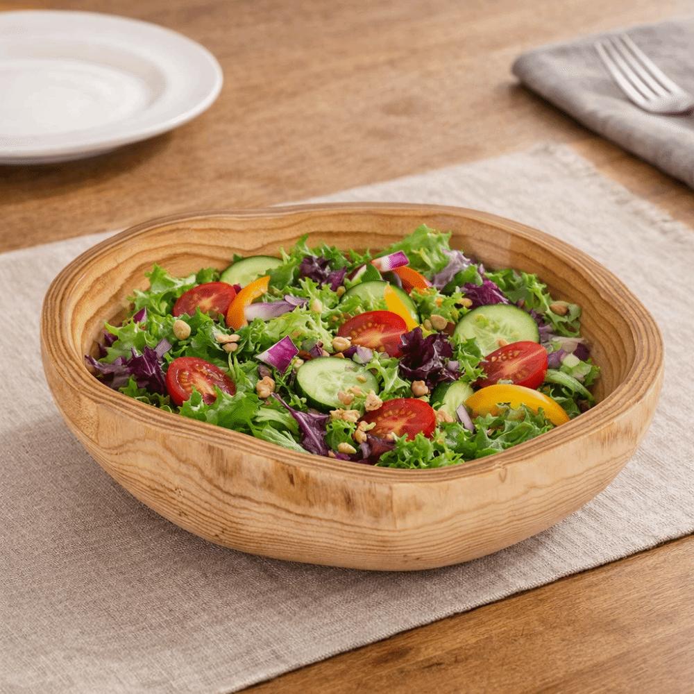 Irregular Shape Wooden Salad Bowl Natural Material Serving Bowl Creative Fruit Tray  Snack