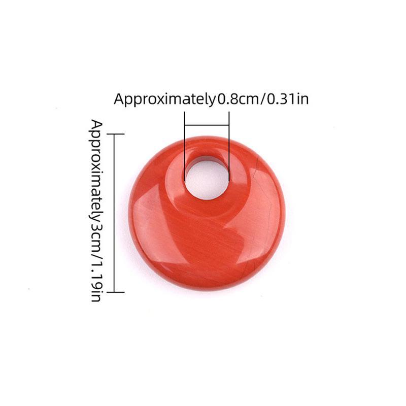 1pc 30mm Natural Stone Big Hole Beads Flat Round Pink Quartz Agate Crystal Bead For DIY Lucky Necklace Jewelry Making
