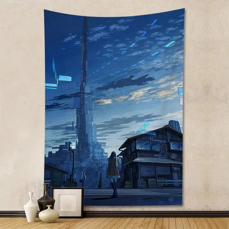 Wandteppich Anime Zimmerdekoration Heimkunst Innenszene hängendes Wandhintergrundtuch
