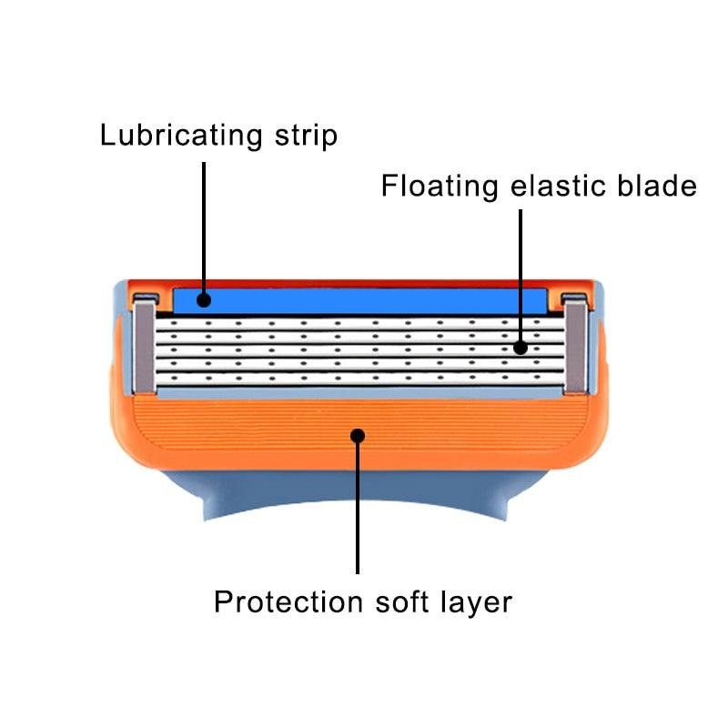 4Pcs/lot Professional Shaving 5 Layers Razor Blades Compatible for Gillettee Fusione Men Face Care