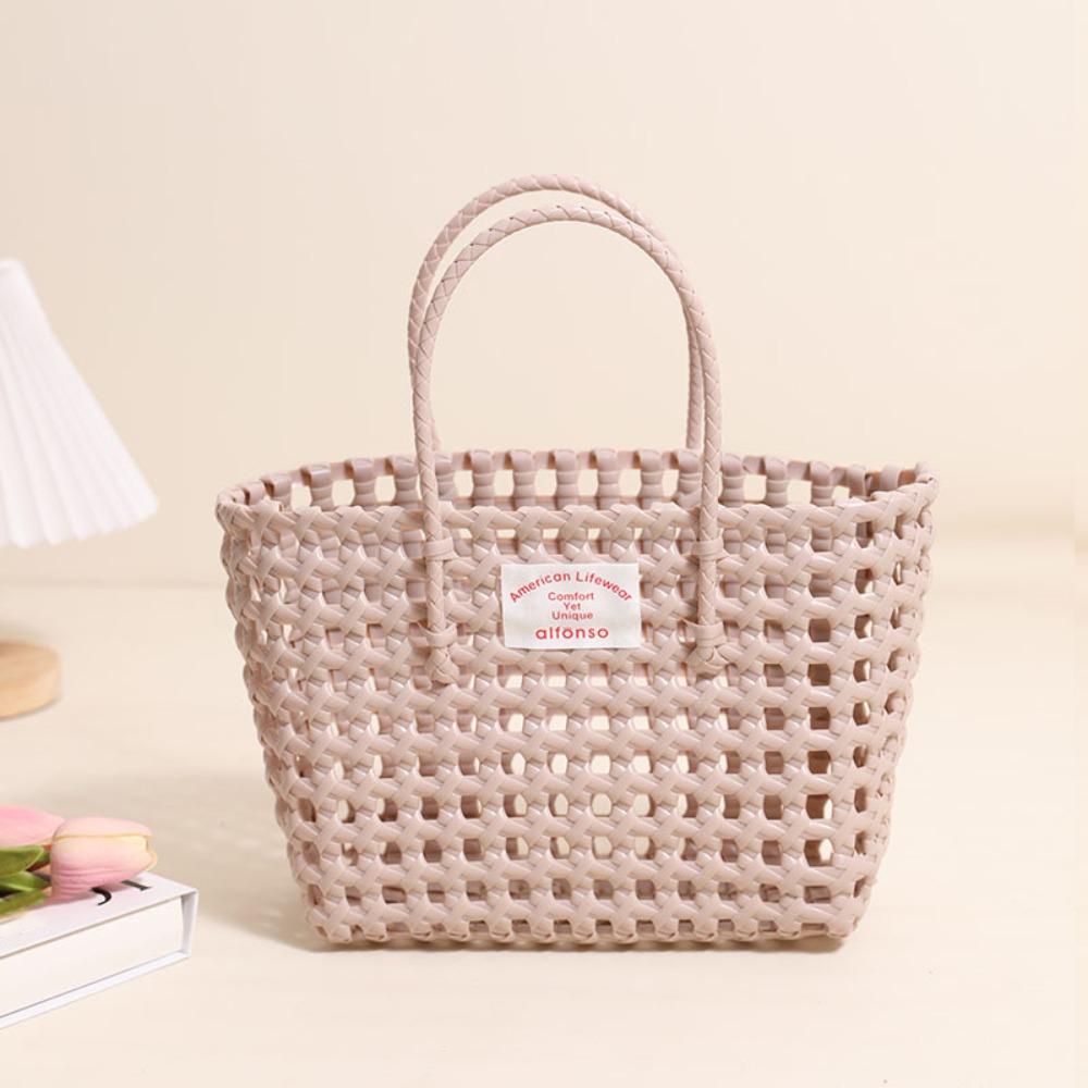 

Bohemian Style Hollow Weave Bag Countryside Style PVC Handbag Fashion Beach Tote Bag Holiday серый