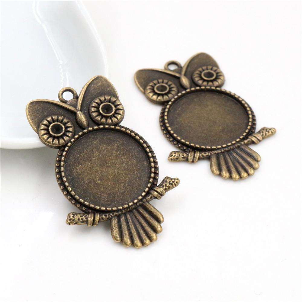 5pcs 20mm Inner Size Antique Silver Plated And Bronze Fashion Classic Style Cabochon Base Setting Charms Pendant