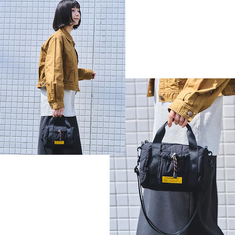 KiU Square Padded Mini Boston Mini Bag with Shoulder Strap and Bag, Waterproof, Water-Repellent, Quilted, Pocket, Simple, Stylish, Cute, Casual,