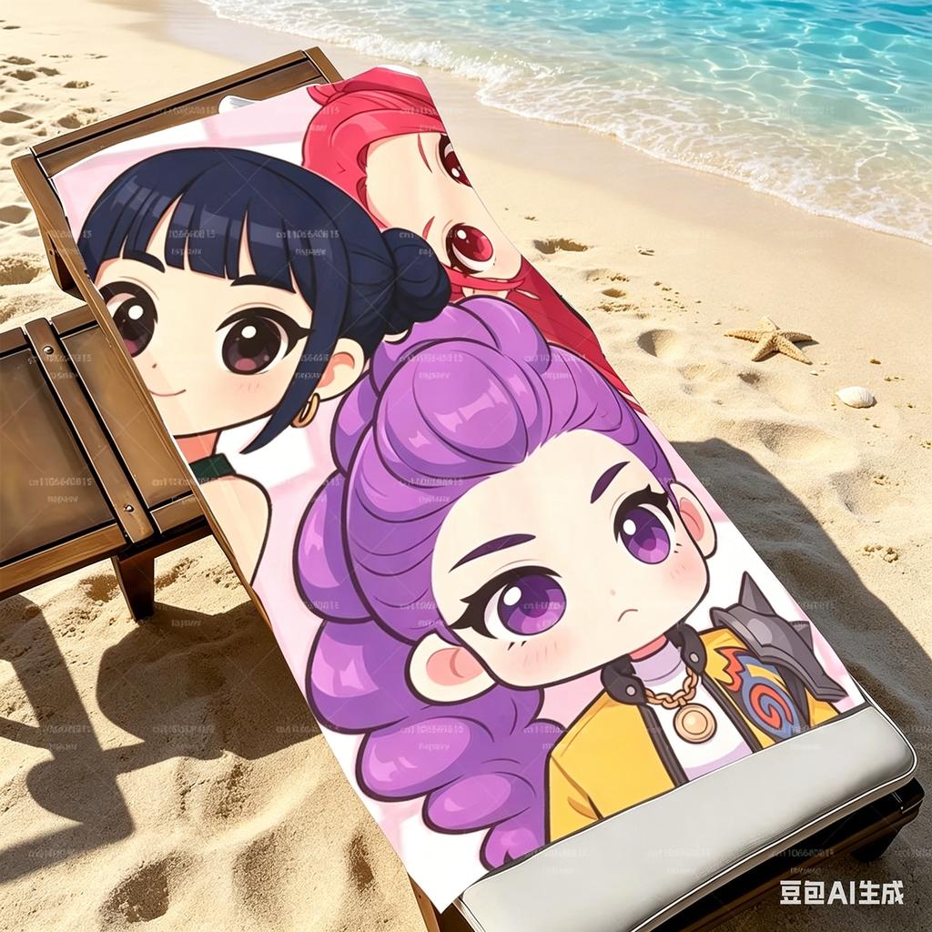 Kawaii Chibi Girls Beach Towel Microfiber Quick Dry Anime Cartoon Bath Towel For Swimming Pool Travel Gym Yoga Towel For Adults