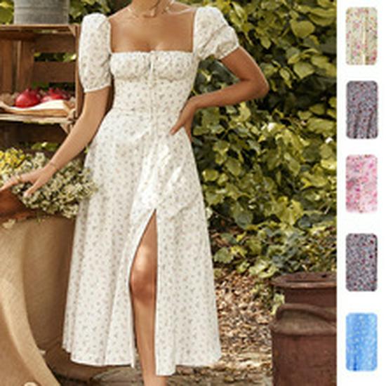 Spring 2026 European & American Women's V-Neck Elegant Pleated Dress