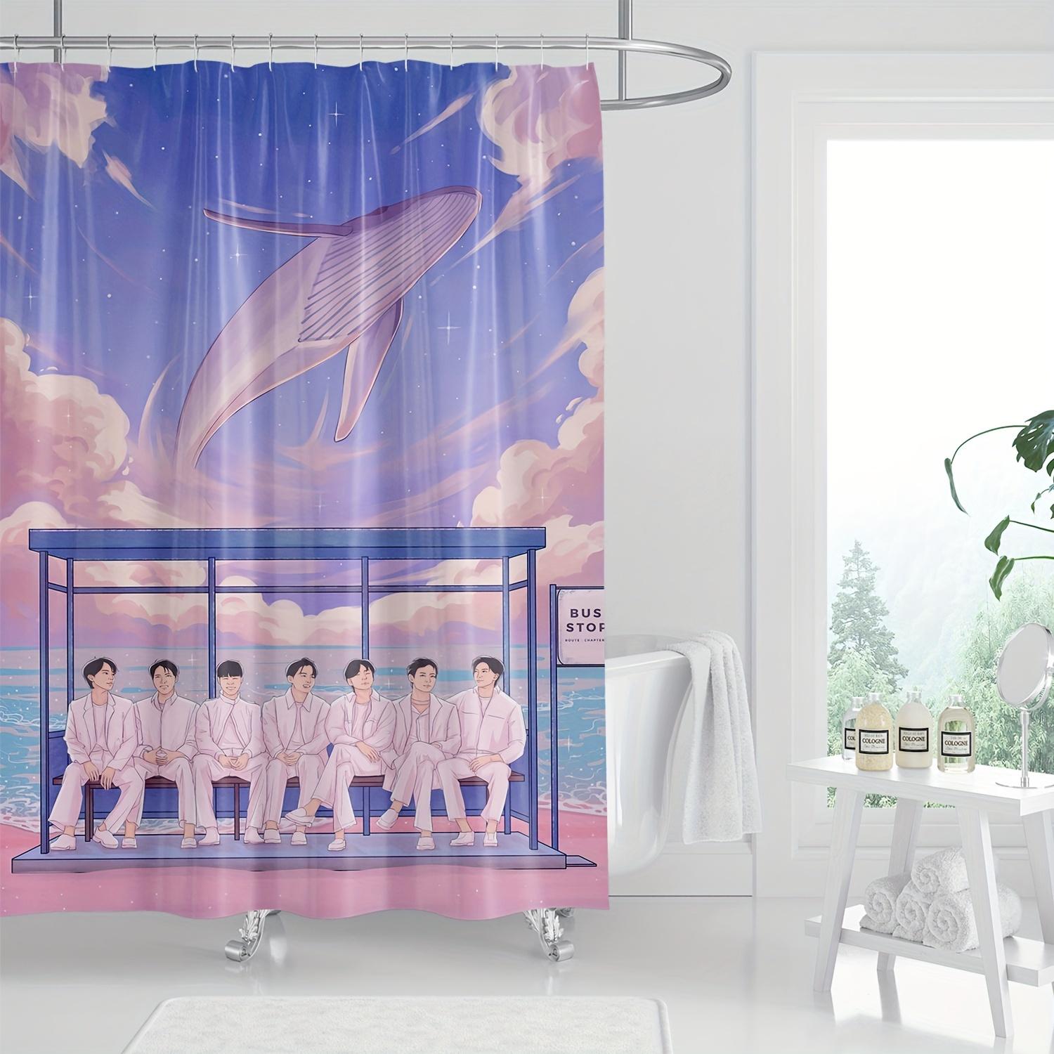Inspired Shower Curtain - Polyester, Partially Lined, Includes Hooks,Machine Washable,All-Season, Digital Print, Fan Merchandise W90xH180cm