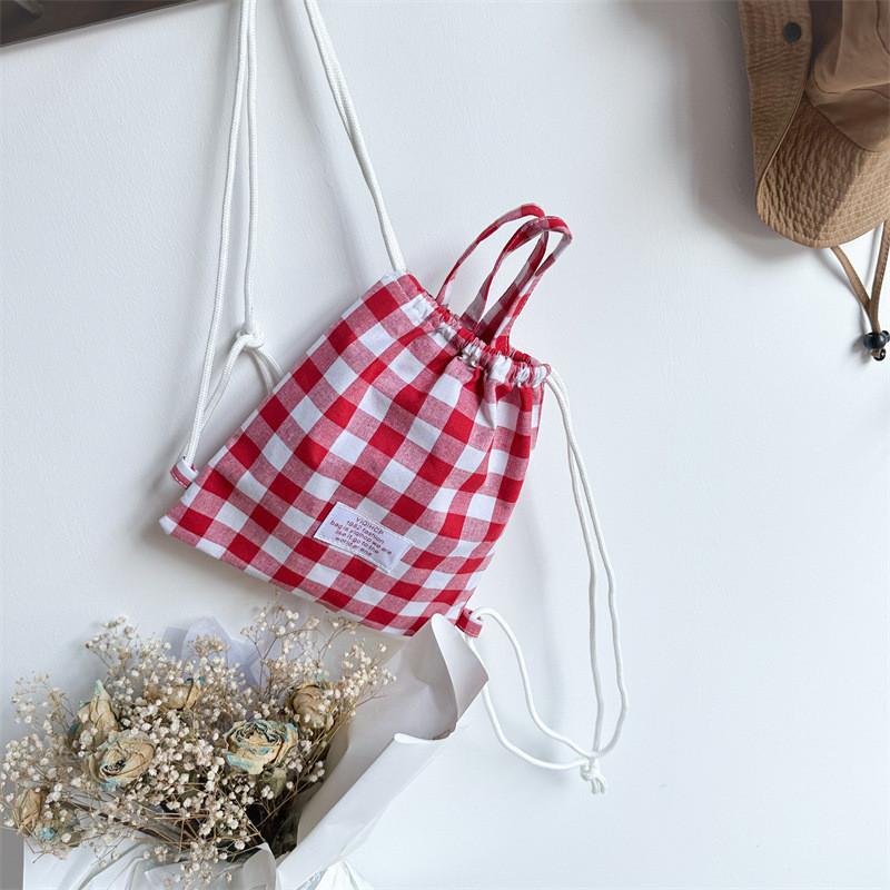 Stylish Korean Inspired Mini Backpack For Kids With Lightweight Canvas Material And Checkered Design For School And Outings