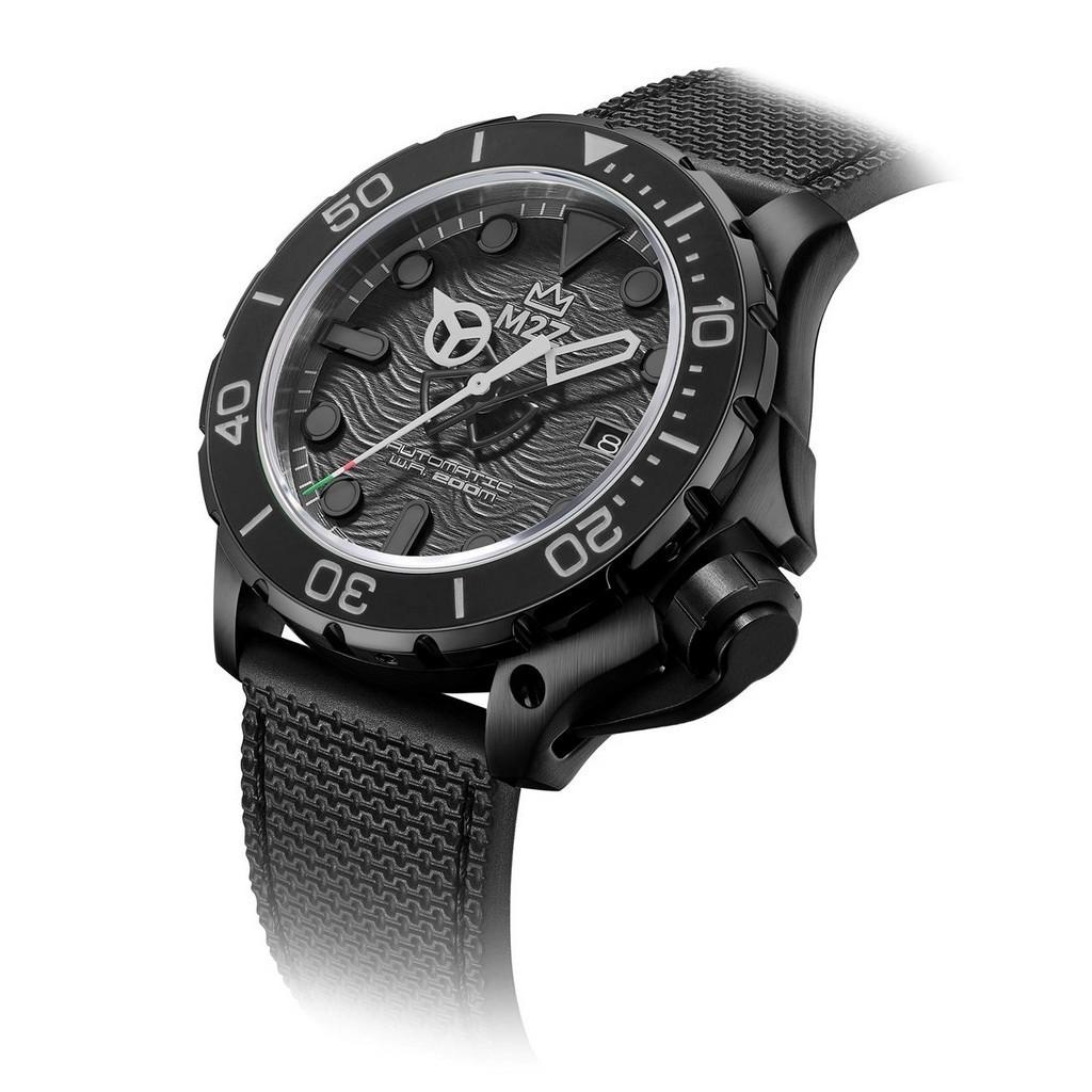 M2Z Diver 200 Saphirglas Schwarzes Armband Schwarzes Zifferblatt Automatik Taucheruhr 200-009 200M Herrenuhr