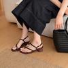 Summer Vacation Style Metal Buckle Thick Heel Toe Sandals Thin Strap Toe Open Toe Wear Cool Slippers Women