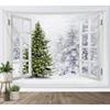 Tapestry Window Winter Snow Scene Christmas